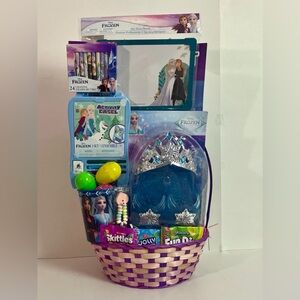 Themed Frozen Kids Easte Basket - Blue and Purple